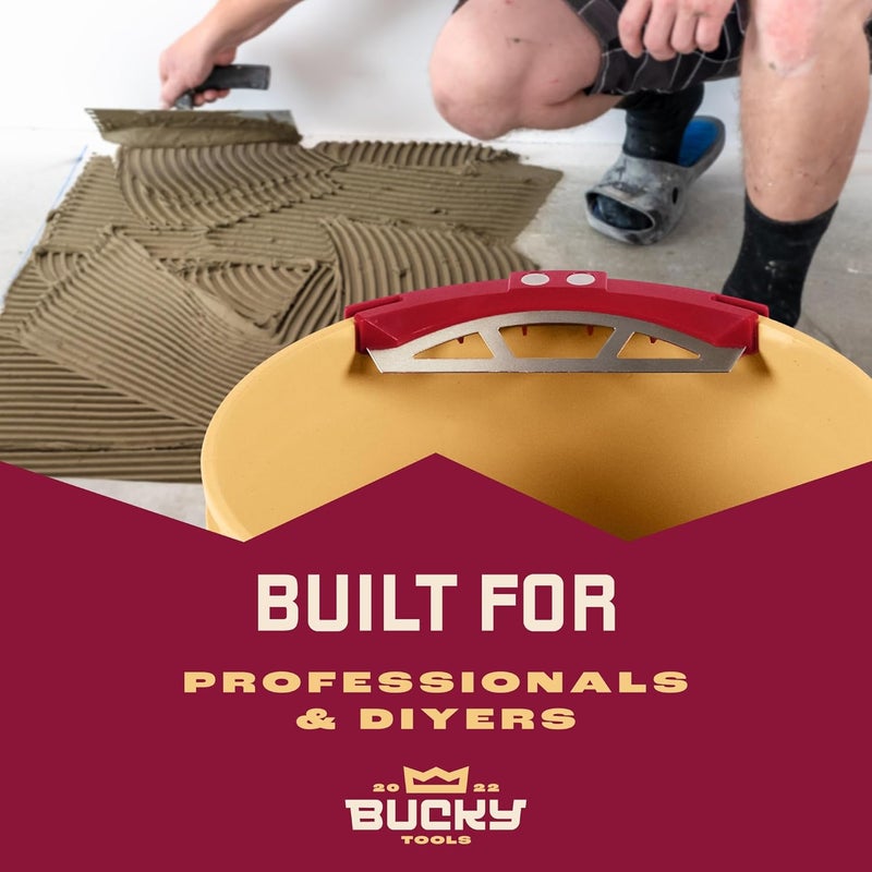 Bucky Tools Bucky Scrape – Universal 5-Gallon Bucket Trowel Scraper for Tile Work, Stainless Steel Edge Preserves Wet Mix And Reduces Waste, Magnetic Holder Secures Tools - Image 3